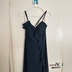 JJs House Size 6 Navy Blue Maxi Dress with Frill